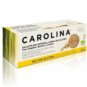 GALLETA SIN GLUTEN BIO INTEGRAL DIGESTIVE AVENA CON QUINOA, JENGIBRE Y CANELA