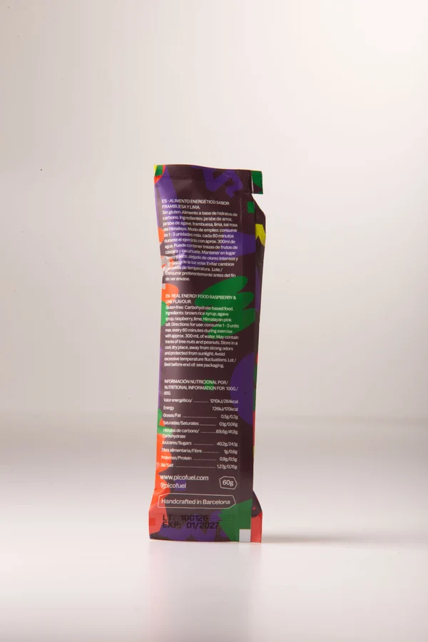 GEL ENERGÉTICO NATURAL FRAMBUESA+LIMA PICO FUEL - Imagen 2